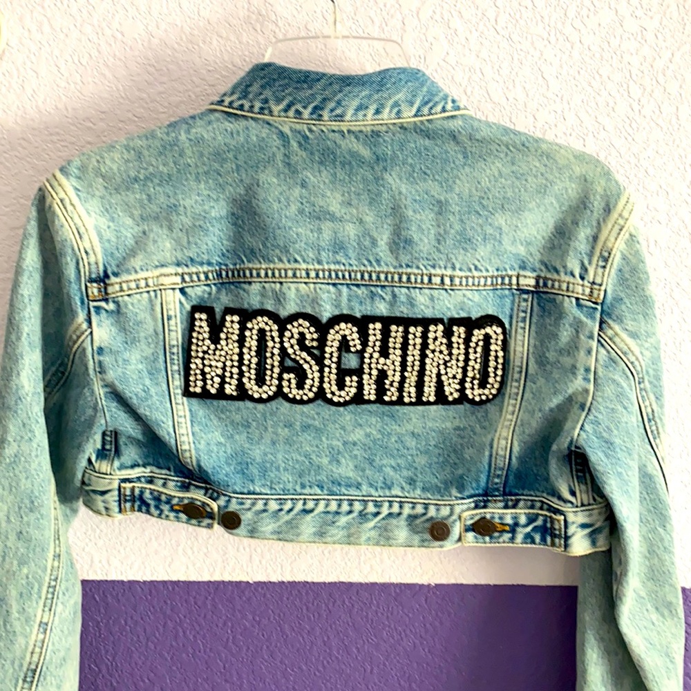 MOSCHINO H&M Moschino collab cropped denim jacket sz Xs